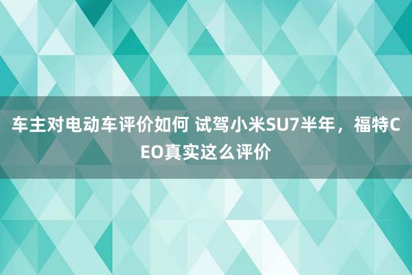 车主对电动车评价如何 试驾小米SU7半年，福特CEO真实这么评价