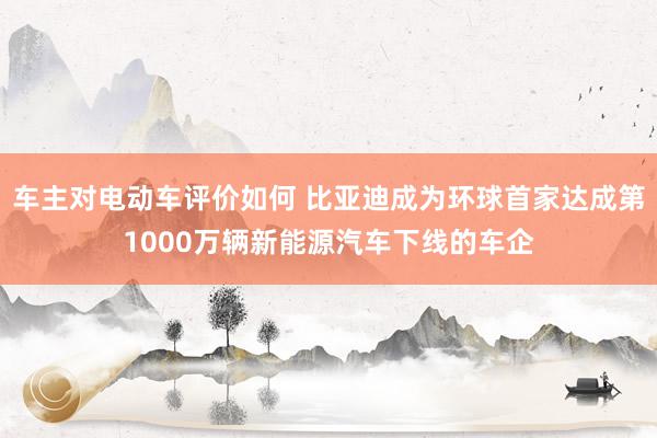 车主对电动车评价如何 比亚迪成为环球首家达成第1000万辆新能源汽车下线的车企