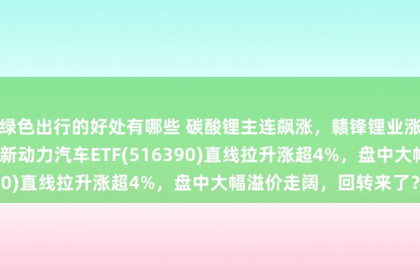 绿色出行的好处有哪些 碳酸锂主连飙涨，赣锋锂业涨停、宁德时期涨3%，新动力汽车ETF(516390)直线拉升涨超4%，盘中大幅溢价走阔，回转来了？