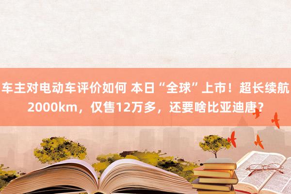 车主对电动车评价如何 本日“全球”上市！超长续航2000km，仅售12万多，还要啥比亚迪唐？