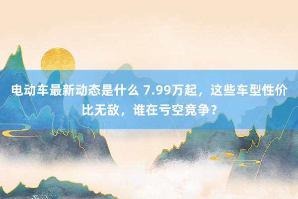 电动车最新动态是什么 7.99万起，这些车型性价比无敌，谁在亏空竞争？