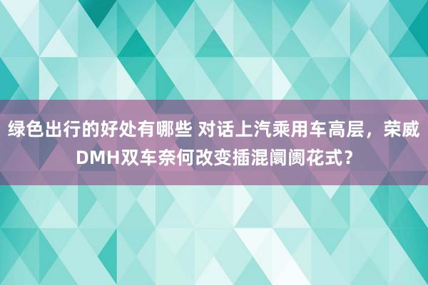 绿色出行的好处有哪些 对话上汽乘用车高层，荣威DMH双车奈何改变插混阛阓花式？