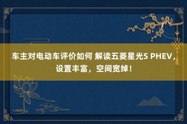 车主对电动车评价如何 解读五菱星光S PHEV，设置丰富，空间宽绰！