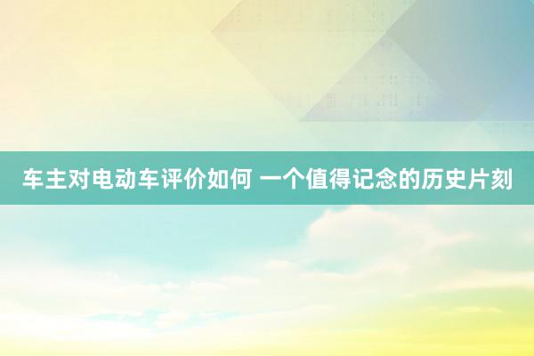 车主对电动车评价如何 一个值得记念的历史片刻