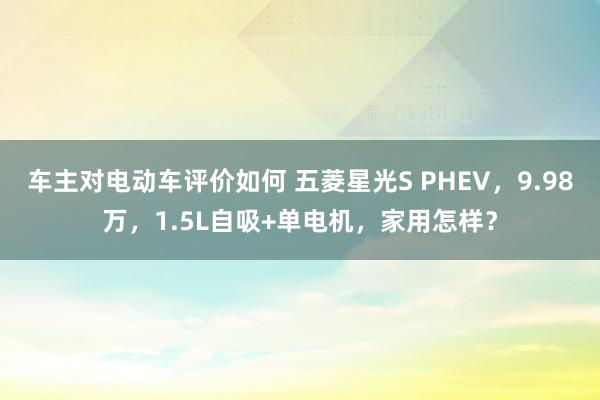 车主对电动车评价如何 五菱星光S PHEV，9.98万，1.5L自吸+单电机，家用怎样？