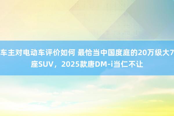 车主对电动车评价如何 最恰当中国度庭的20万级大7座SUV，2025款唐DM-i当仁不让