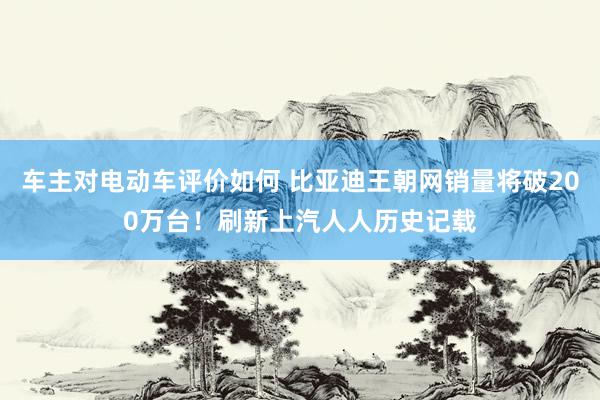 车主对电动车评价如何 比亚迪王朝网销量将破200万台！刷新上汽人人历史记载