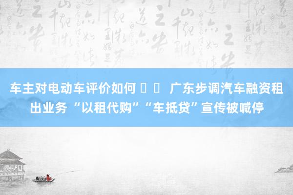 车主对电动车评价如何 		 广东步调汽车融资租出业务 “以租代购”“车抵贷”宣传被喊停