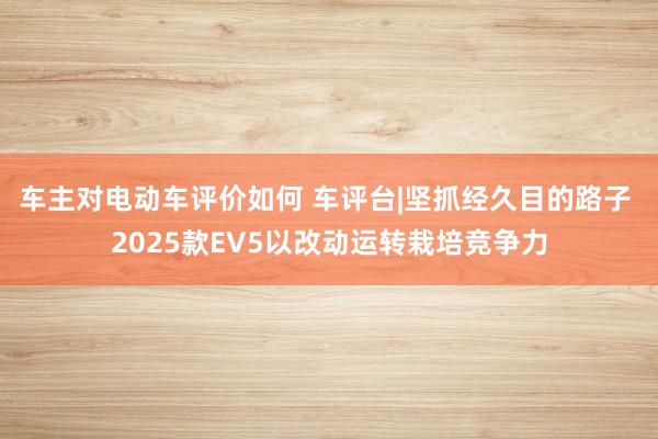 车主对电动车评价如何 车评台|坚抓经久目的路子 2025款EV5以改动运转栽培竞争力