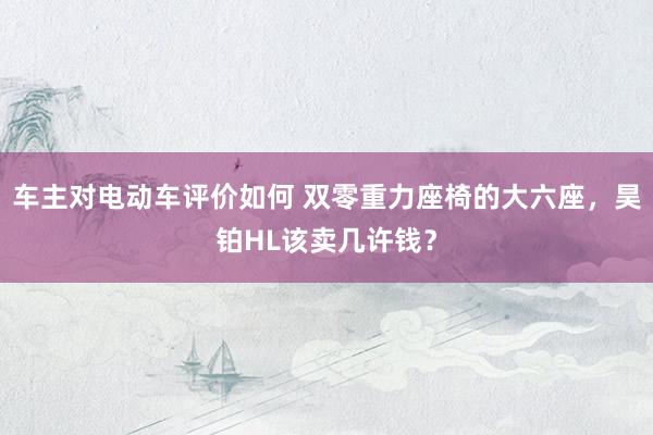 车主对电动车评价如何 双零重力座椅的大六座，昊铂HL该卖几许钱？