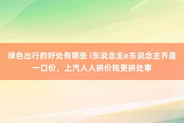 绿色出行的好处有哪些 i东说念主e东说念主齐是一口价，上汽人人拼价钱更拼处事