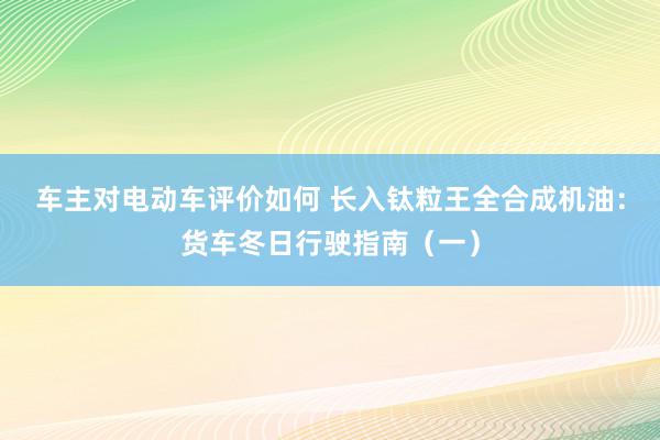 车主对电动车评价如何 长入钛粒王全合成机油：货车冬日行驶指南（一）