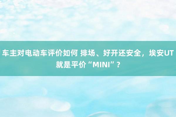 车主对电动车评价如何 排场、好开还安全，埃安UT就是平价“MINI”？