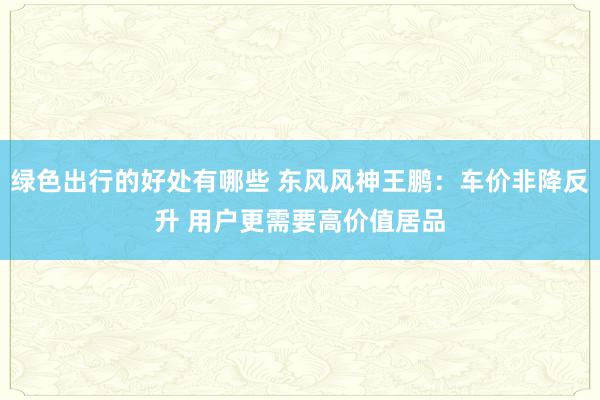 绿色出行的好处有哪些 东风风神王鹏：车价非降反升 用户更需要高价值居品