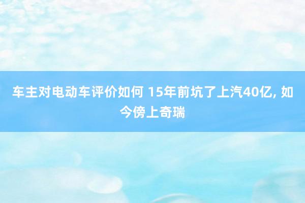 车主对电动车评价如何 15年前坑了上汽40亿, 如今傍上奇瑞