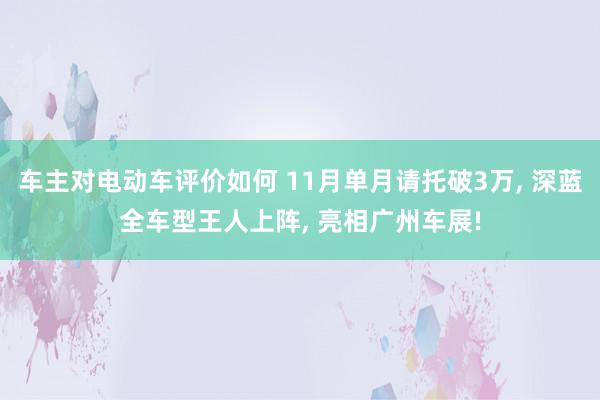 车主对电动车评价如何 11月单月请托破3万, 深蓝全车型王人上阵, 亮相广州车展!