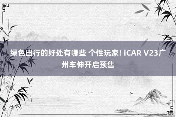 绿色出行的好处有哪些 个性玩家! iCAR V23广州车伸开启预售