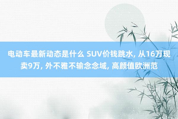 电动车最新动态是什么 SUV价钱跳水, 从16万现卖9万, 外不雅不输念念域, 高颜值欧洲范