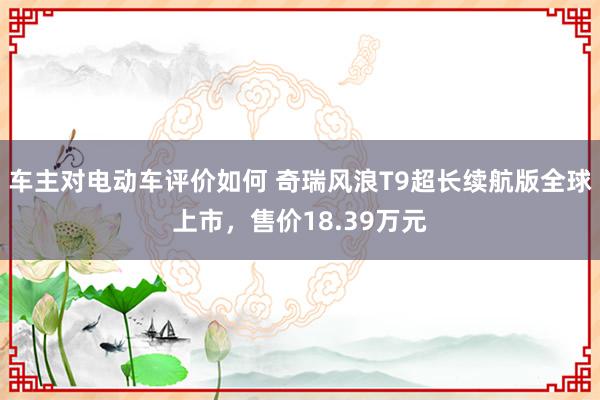 车主对电动车评价如何 奇瑞风浪T9超长续航版全球上市，售价18.39万元