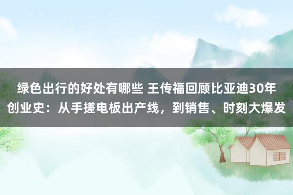 绿色出行的好处有哪些 王传福回顾比亚迪30年创业史：从手搓电板出产线，到销售、时刻大爆发