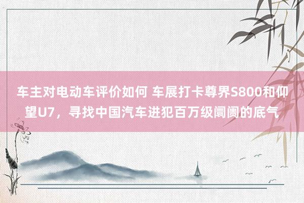 车主对电动车评价如何 车展打卡尊界S800和仰望U7，寻找中国汽车进犯百万级阛阓的底气