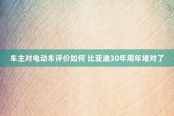 车主对电动车评价如何 比亚迪30年周年堵对了