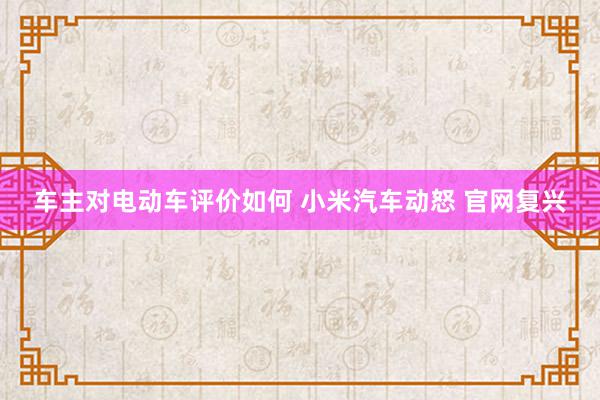 车主对电动车评价如何 小米汽车动怒 官网复兴