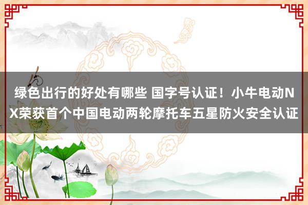 绿色出行的好处有哪些 国字号认证！小牛电动NX荣获首个中国电动两轮摩托车五星防火安全认证