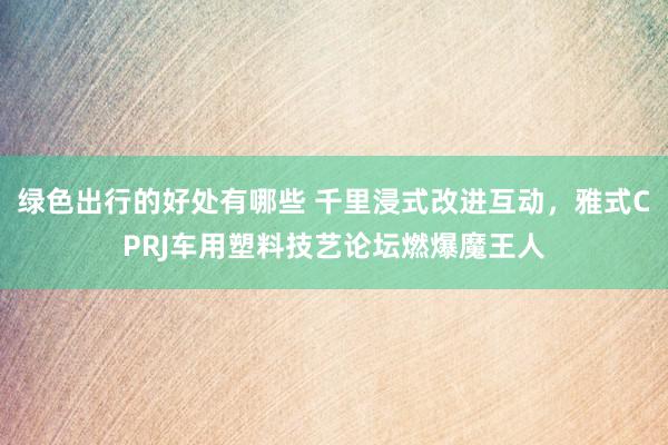 绿色出行的好处有哪些 千里浸式改进互动，雅式CPRJ车用塑料技艺论坛燃爆魔王人