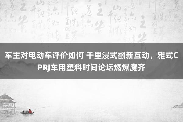 车主对电动车评价如何 千里浸式翻新互动，雅式CPRJ车用塑料时间论坛燃爆魔齐