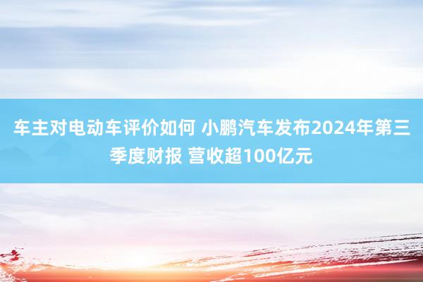 车主对电动车评价如何 小鹏汽车发布2024年第三季度财报 营收超100亿元