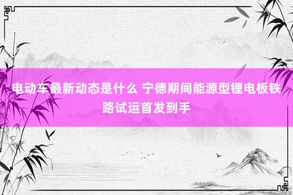 电动车最新动态是什么 宁德期间能源型锂电板铁路试运首发到手