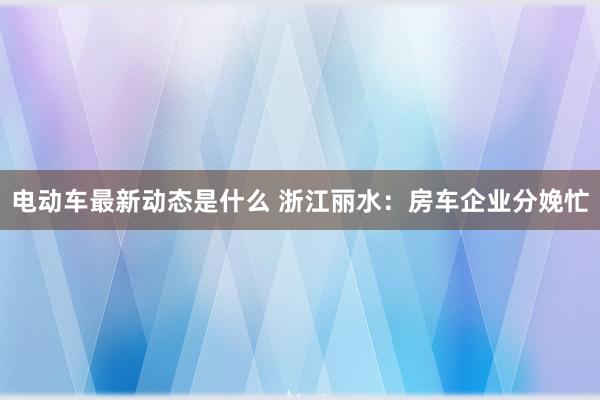 电动车最新动态是什么 浙江丽水：房车企业分娩忙